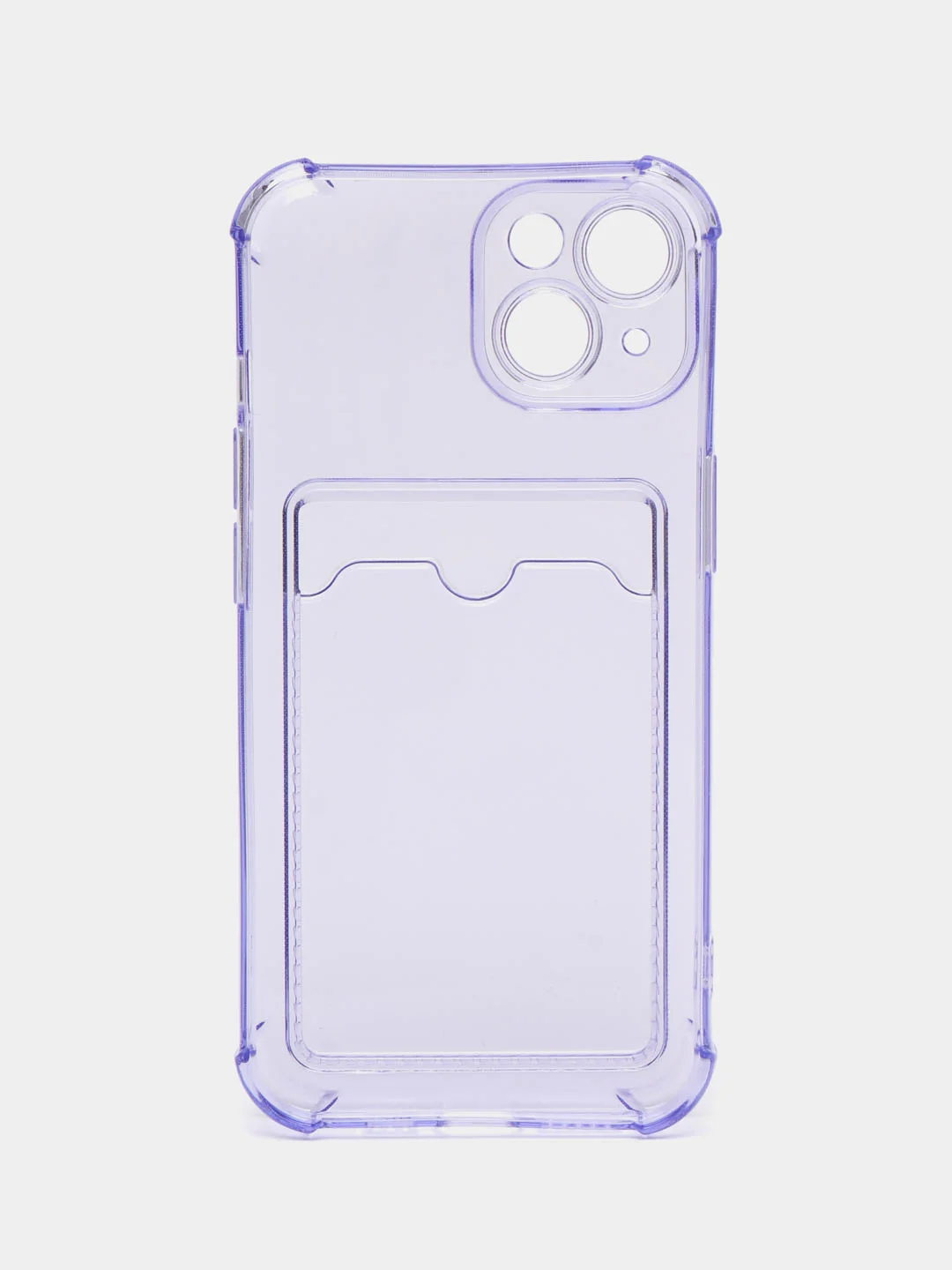 Лавандовый чехол iPhone 15/14/13/12/11/Pro/Max/Plus/Mini/XR/Xs/6/8/7SE с карманом для карт прозрачный