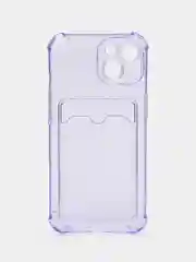 Лавандовый чехол iPhone 15/14/13/12/11/Pro/Max/Plus/Mini/XR/Xs/6/8/7SE с карманом для карт прозрачный