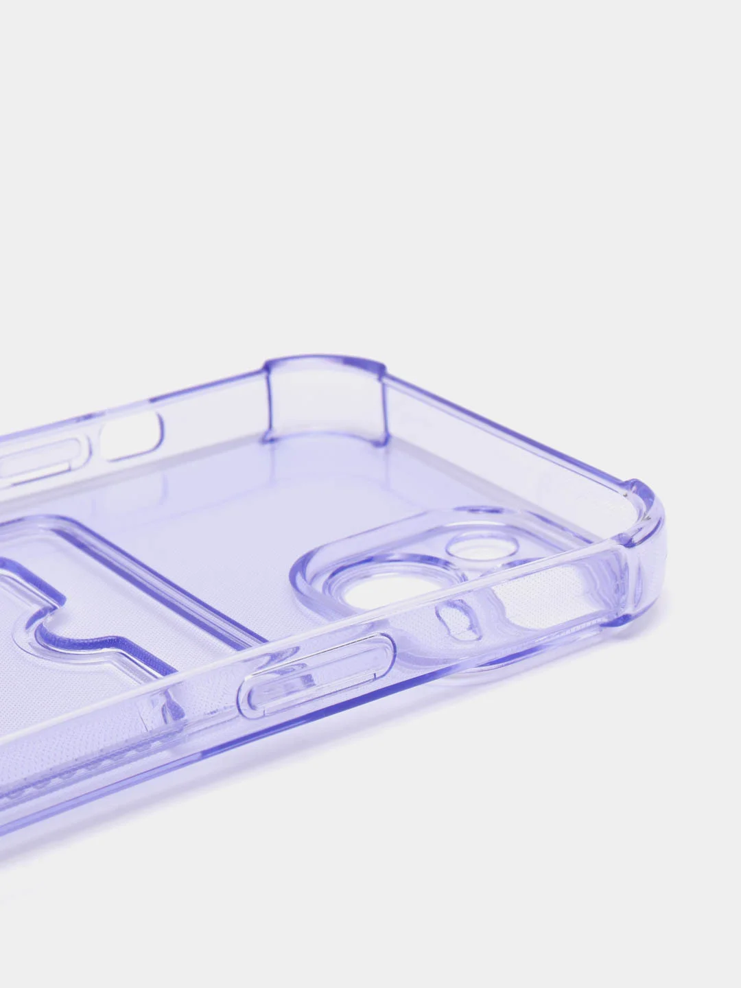 Лавандовый чехол iPhone 15/14/13/12/11/Pro/Max/Plus/Mini/XR/Xs/6/8/7SE с карманом для карт прозрачный