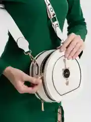 Сумка круглая, женская, кожаная, через плечо