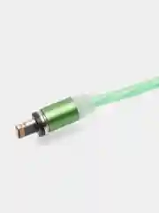 Зеленый кабель магнитный светящийся micro-USB, Lightning, Type-C, 2.1А, Android, iPhone