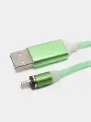 Зеленый кабель магнитный светящийся micro-USB, Lightning, Type-C, 2.1А, Android, iPhone