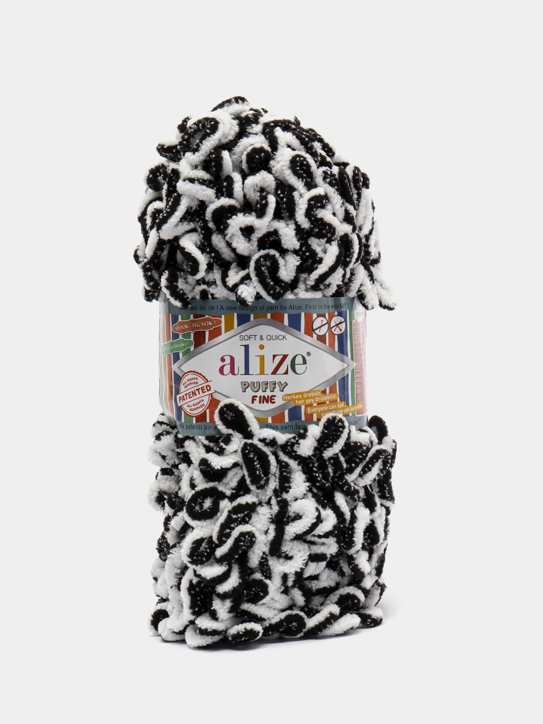 Угольный пряжа Alize Puffy Fine 5 штук петельки маленькие