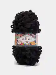 Черный пряжа Alize Puffy Fine 5 штук петельки маленькие