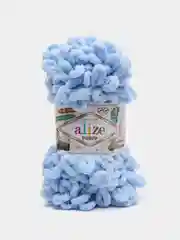 Светло-синий пряжа Alize Puffy, 5 штук, петельки большие