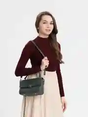 Зеленый сумка женская через плечо, кросс-боди, с ремешком, с клапаном