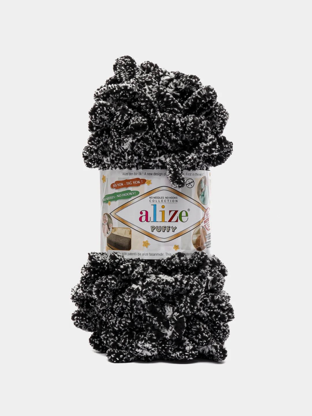Серый пряжа Alize Puffy, 5 штук, петельки большие