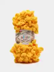 Желтый пряжа Alize Puffy, 5 штук, петельки большие