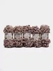 Бежевый меланж пряжа Alize Puffy, 5 штук, петельки большие