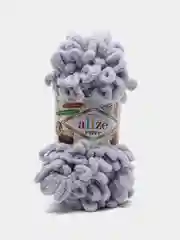 Серый металлик пряжа Alize Puffy, 5 штук, петельки большие