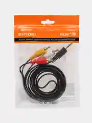 Черный кабель соединительный Exployd 3 RCA - AUX 1.5m EX-K-1404, кабель-тюльпан, переходник