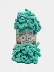 Бирюзовый пряжа Alize Puffy, 5 штук, петельки большие