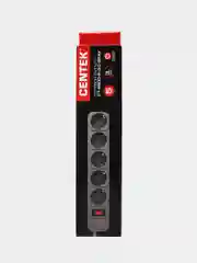 Серый сетевой фильтр Centek 5 / 6 розеток, 3 / 4,5 м