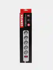 Белый сетевой фильтр Centek 5 / 6 розеток, 3 / 4,5 м