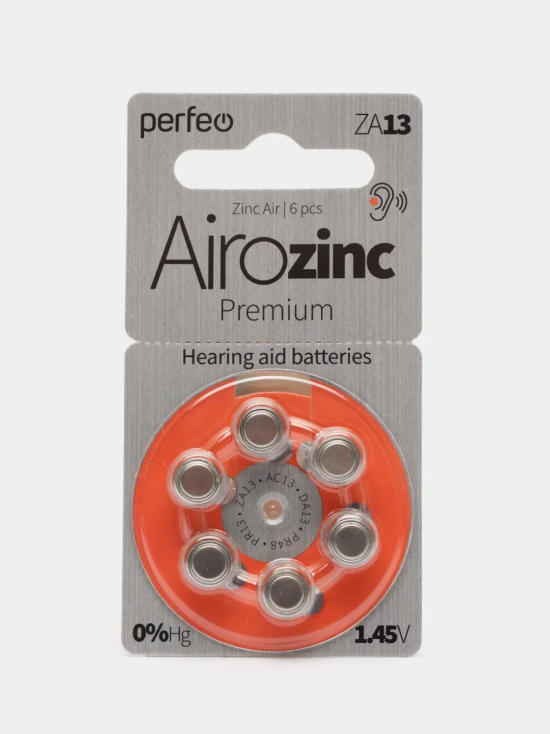 Батарейки для слуховых аппаратов Perfeo ZA13 (A13, PR48, AC13, DA13) Airozinc Premium