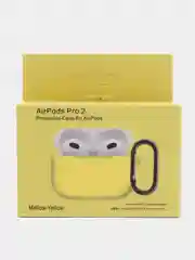 Желтый чехол для наушников AirPods Pro 2, силиконовый, с карабином