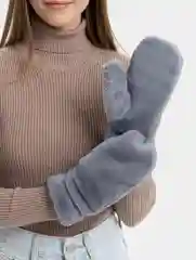 Варежки женские из экомеха серого цвета