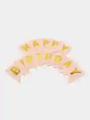Розовый гирлянда растяжка Happy Birthday / С днём рождения, бумажное украшение для праздника