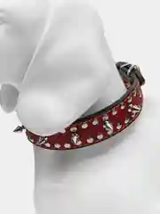 Красный ошейник с шипами для собак и кошек, экокожа, 38 х 2.8 см