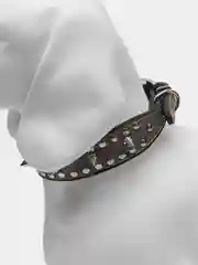 Серый ошейник с шипами для собак и кошек, экокожа, 38 х 2.8 см