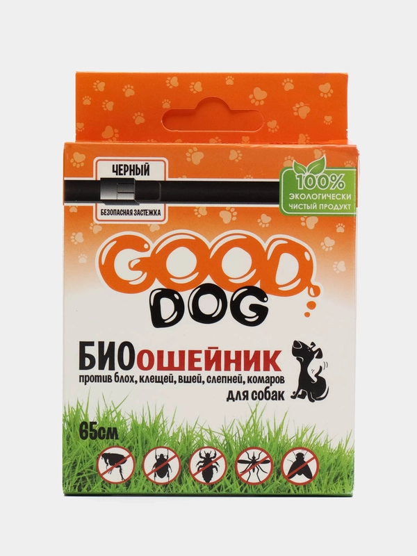 Ошейник от блох и клещей для собак черный, Good Dog, 65 см