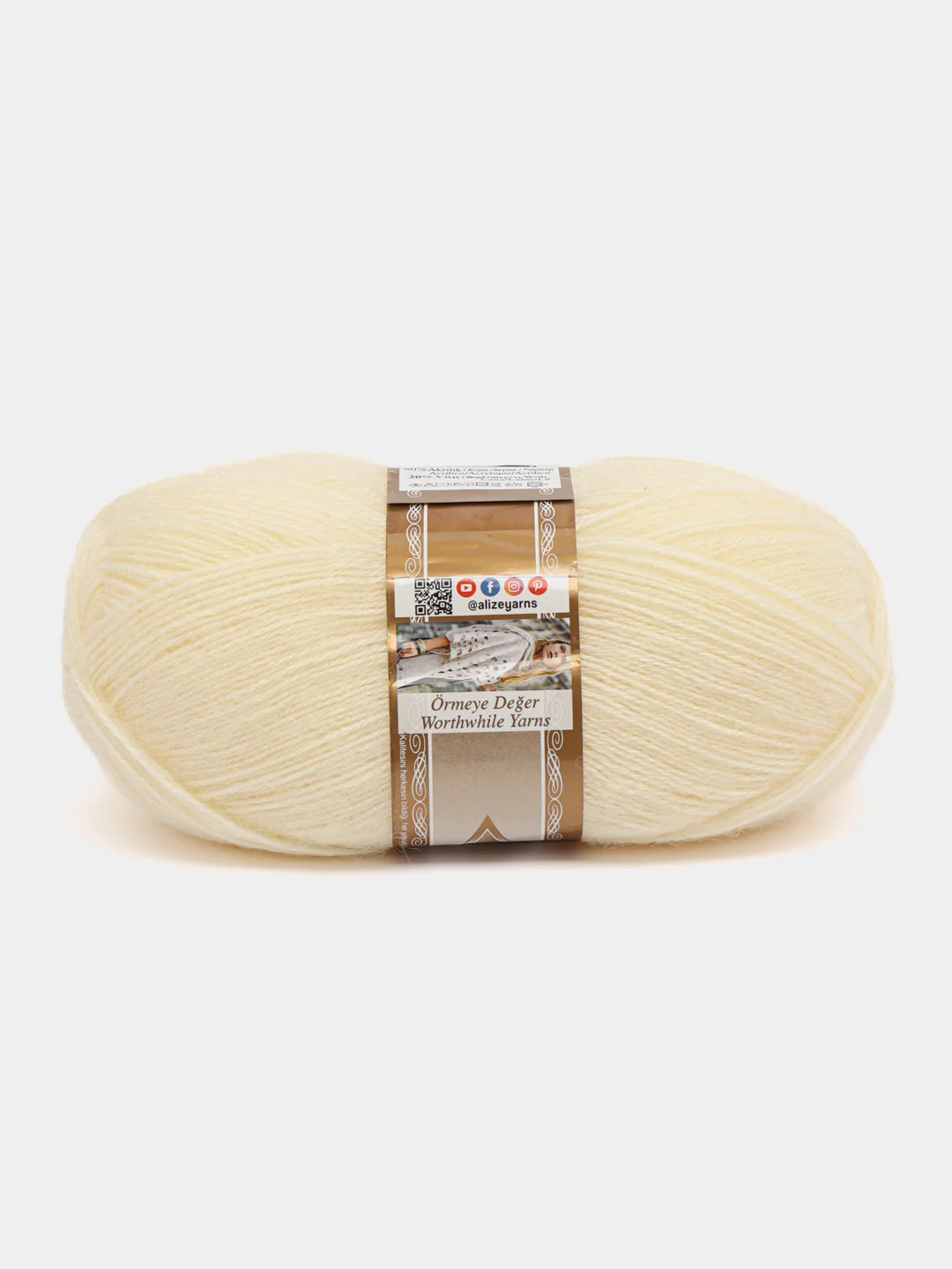 Кремовый пряжа Alize Angora Gold, 20% Шерсть 80% Акрил, 100 г, 550 м (часть 1)