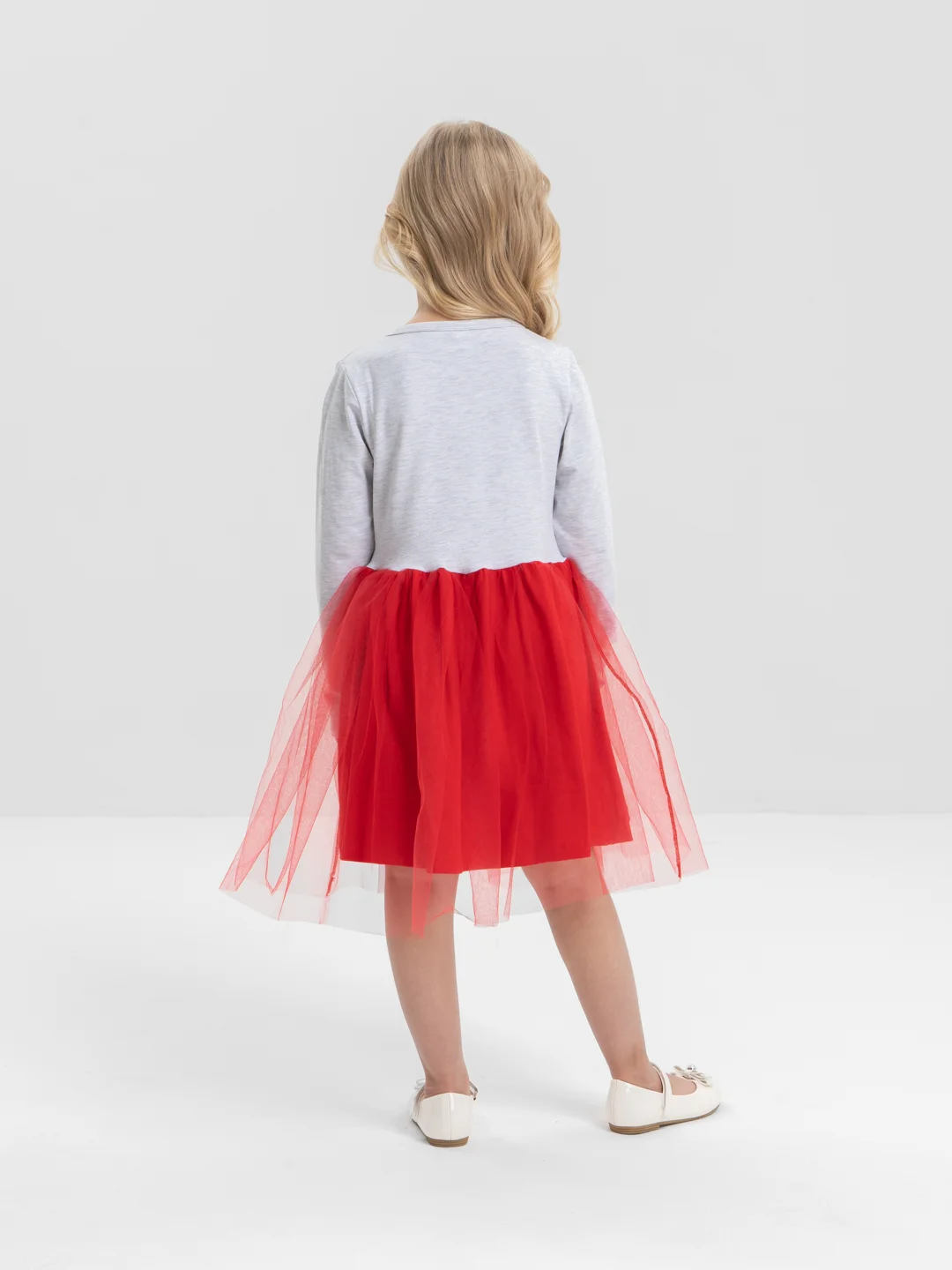 Красный платье для девочки, с длинным рукавом, 3-7 лет