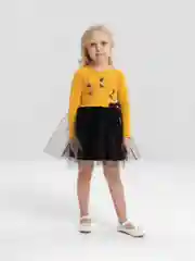 Черный платье для девочки, с длинным рукавом, 3-7 лет