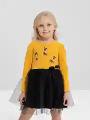 Черный платье для девочки, с длинным рукавом, 3-7 лет