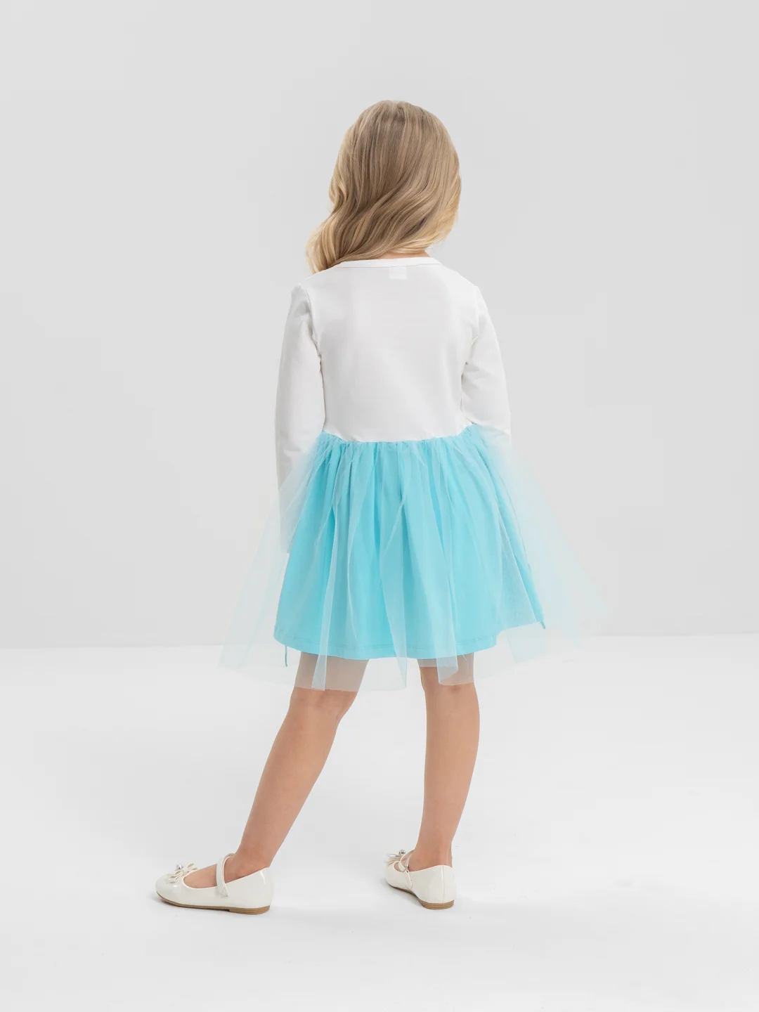 Бирюзовый платье для девочки, с длинным рукавом, 3-7 лет