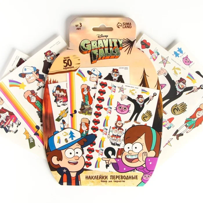 Бежевый наклейки переводные "Gravity Falls", 50 переводок
