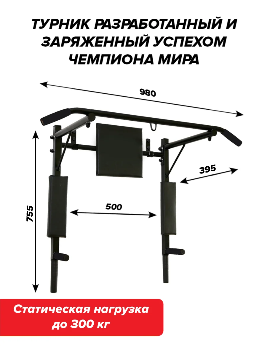 Турник Absolute Champion "Прогресс" черный разборный Aktiv, 3 в 1, усиленный, 300 кг