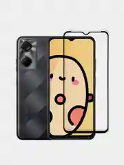 Прозрачный защитное стекло КАРТОФАН для Tecno Pop 6 Pro, с олеофобным покрытием и черной рамкой