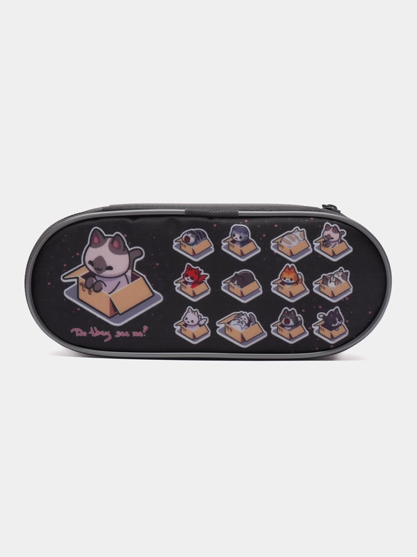 Пенал-футляр BRAUBERG, 1 отделение, полиэстер, органайзер, 21х8,5х5 см, Cat in box, 271034