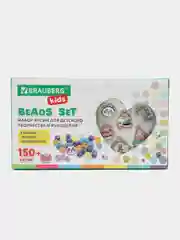 Набор Beads Set для творчества Единороги, 150 бусин, 6 метал. шармов, резинка, Brauberg