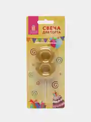 Свеча-цифра для торта "8" золотая с глиттером, 6 см, ЗОЛОТАЯ СКАЗКА, на шпажке, в блистере