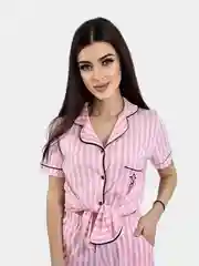 Розовый пижама для дома женская, комплект: кофта и брюки, 100% хлопок, размеры 44-54