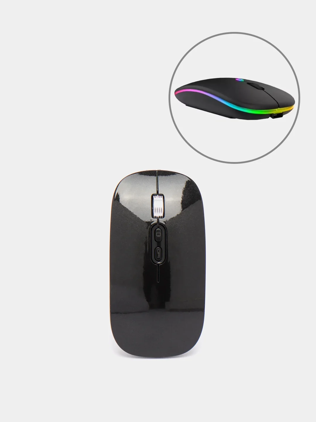 Черный компьютерная мышь бесшумная беспроводная оптическая Bluetoth/RGB-подсветка, 800-1600 dpi