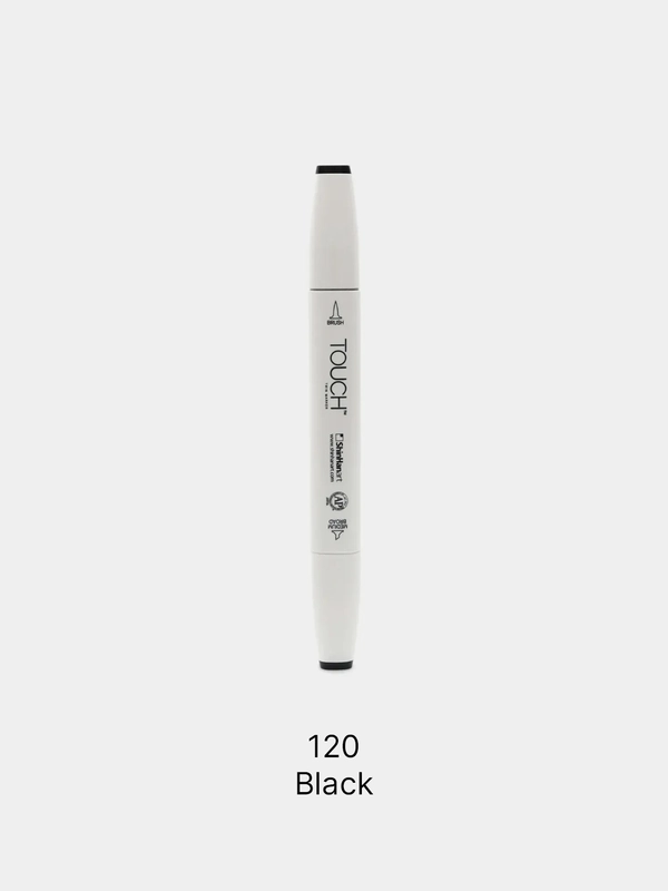 Маркер для скетчей TOUCH BRUSH двухсторонний цв.120 черный