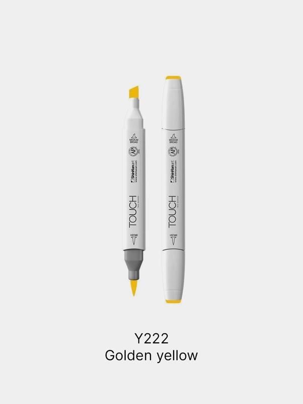 Маркер для скетчей TOUCH BRUSH двухсторонний цв.222 желтый золотой