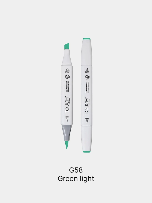 Маркер для скетчей TOUCH BRUSH, двухсторонний, зеленый, мятный