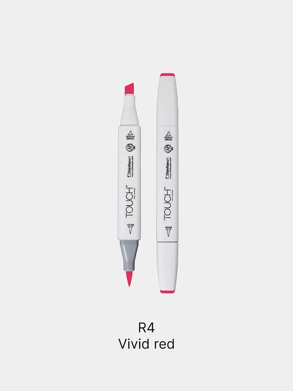 Маркер для скетчей TOUCH BRUSH двухсторонний цв.004 красный яркий