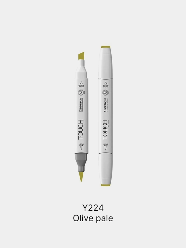 Маркер для скетчей TOUCH BRUSH двухсторонний цв.224 зеленый оливковый бледный