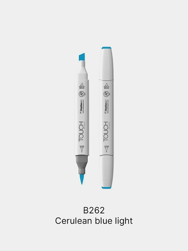 Маркер для скетчей TOUCH BRUSH двухсторонн цв.262 лазурный голубой