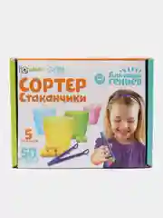 Обучающий сортер стаканчики "Цветные бомбошки с пинцетом", по методике Монтессори