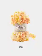 Светло-оранжевый пряжа Alize Puffy Fine color 5 штук  петельки маленькие