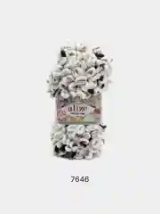 Белый пряжа Alize Puffy Fine color 5 штук  петельки маленькие