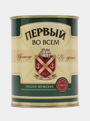 Носки в банке "Первый во всем", мужские, черный