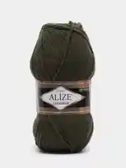 Зелёный хаки пряжа Alize Lanagold, 49% шерсть, 51% акрил, 100 г, 240 м