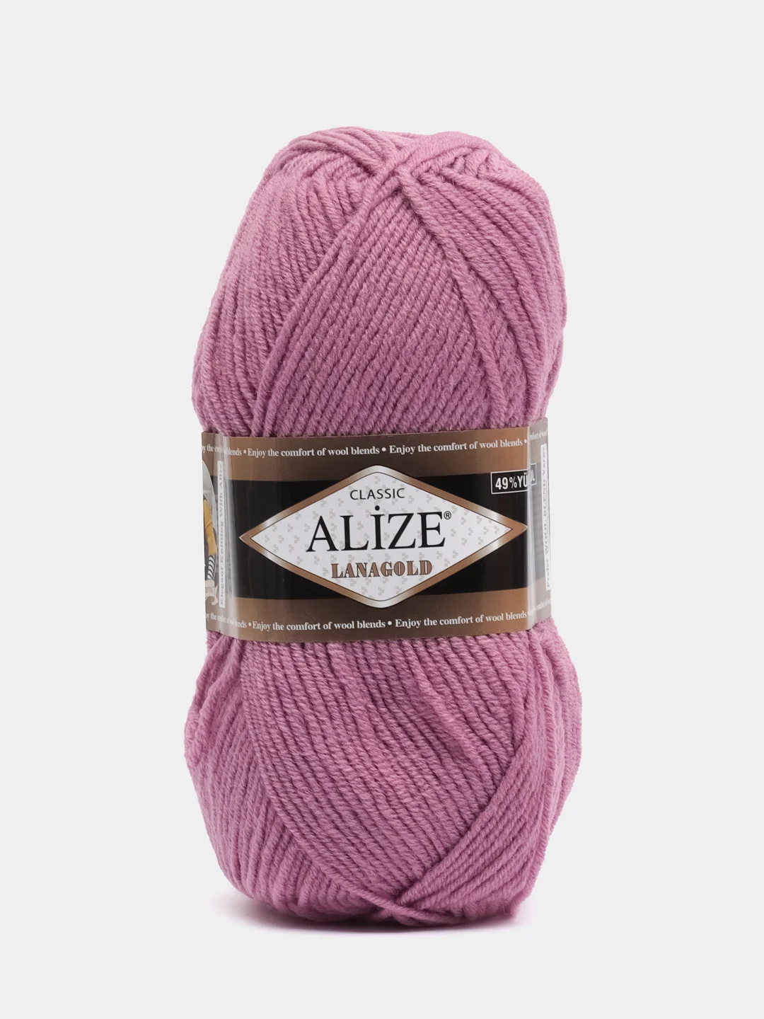 Тёмно-розовый пряжа Alize Lanagold, 49% шерсть, 51% акрил, 100 г, 240 м